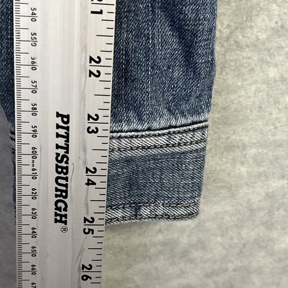 American Eagle Jean Jacket Denim Light Medium Wash Semi-Cropped Western M - Picture 9 of 15